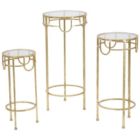 Set Di Tavolini Vkh428-oro-metallo-33x33x70 Cm - Foto 1