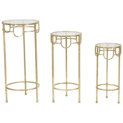 Set Di Tavolini Vkh428-oro-metallo-33x33x70 Cm - Foto 2