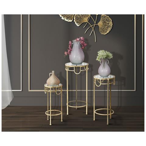 Set Di Tavolini Vkh428-oro-metallo-33x33x70 Cm - Foto 8