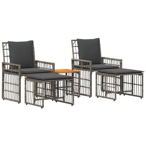 Set di Mobili da Esterno 5 pcs Nero e Grigio scuro - Foto 1