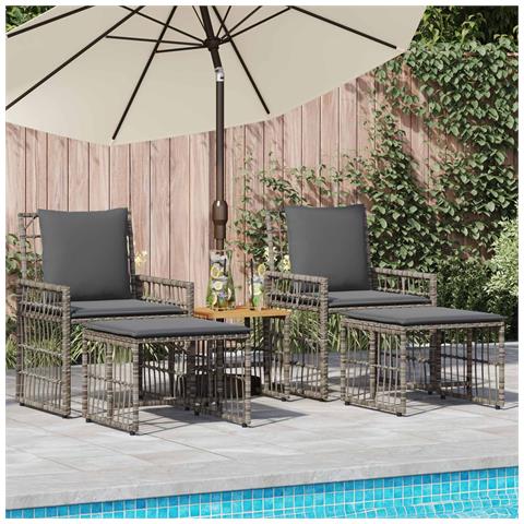 Set di Mobili da Esterno 5 pcs Nero e Grigio scuro - Foto 2