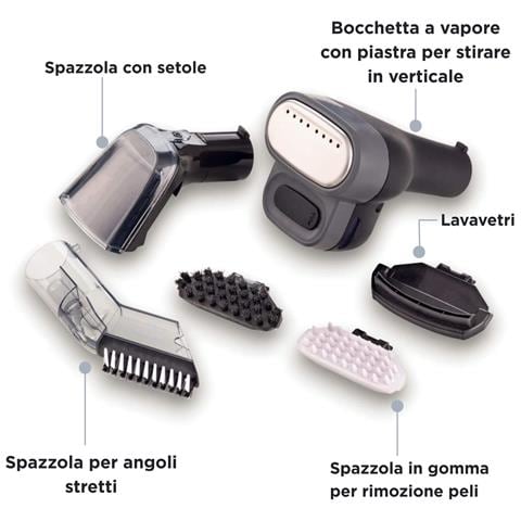 2484 Spot Cleaner Steam PRO 5in1, Lavatappeti e pulitore a vapore, Elimina macchie da interni Auto, Divani, Moquette, Materassi, tappeti, 1800W, 3 modalità di pulizia, Elevata potenza aspirante, Pet care, 2 serbatoi - Foto 10
