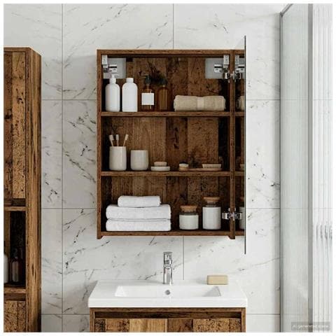 Mobiletto per specchio da bagno Legno vecchio 50 x 14,5 x 70 cm - Foto 2
