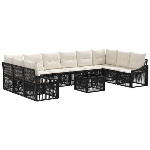 Set Divano da Giardino 11 pcs Nero polyrattan - Foto 1