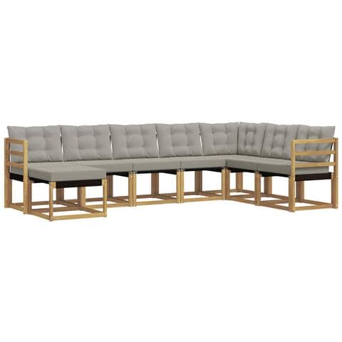 Set di divani da esterno 8 pcs Bianco e Grigio Chiaro - Foto 1