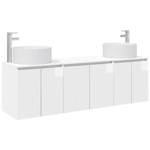Set di Armadi da Bagno 3 pz Bianco Lucido 49,5 x 44,5 x 65,5 cm - Foto 1