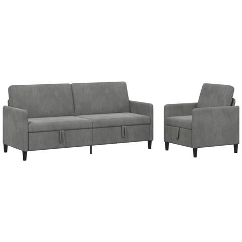 Set di Divani con Storage 2 pz Grigio Scuro Poliestere - Foto 1