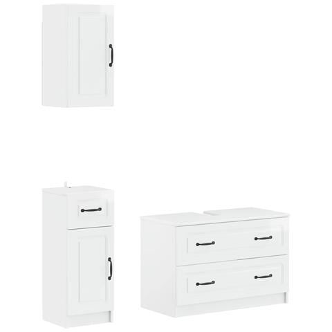 Set di armadietti da bagno in 3 pezzi UTRECHT Bianco Lucido - Foto 1