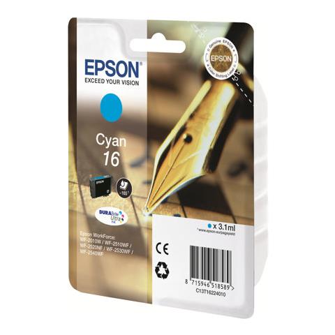 C13T16224010 Cartuccia Ink Originale Ciano per Epson Workforce WF-2520 NF Capacità 165 Pagine  - Foto 2