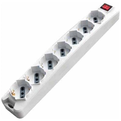 Multipresa Ciabatta 7 Posti Bipasso / schuko Presa Tedesca 10/16a Cavo 1,5mt Interruttore Luminoso - Sku 8714 - Foto 1