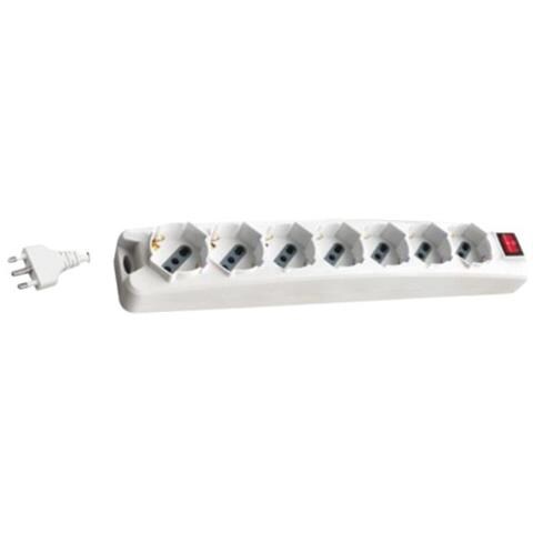 Multipresa Ciabatta 7 Posti Bipasso / schuko Presa Tedesca 10/16a Cavo 1,5mt Interruttore Luminoso - Sku 8714 - Foto 2