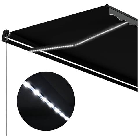 Tenda da Sole Retrattile Manuale con LED 300x250 cm Antracite - Foto 9