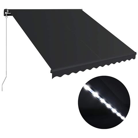 Tenda da Sole Retrattile Manuale con LED 300x250 cm Antracite - Foto 1