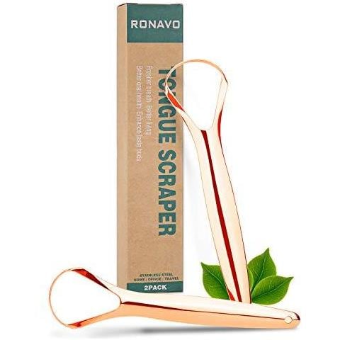 Tongue Raschietto (2 Pezzi) Cure Bad Breath (medical Grade) Detergenti Tongue Acciaio Inossidabile 100 Tongue Bpa Metallo Libero Raschietti Fresher Respiro Seconds. by. . . - Foto 1
