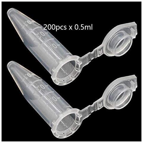 200 Pezzi Micro Centrifuga Provette 05 Ml Scala Di Plastica Micro Centrifuga Provette Con Allegato Snap Cap Per Laboratorio Centrifuga Tubi Bottiglie Campione Di Laboratorio Dei Materiali Di Consumo - Foto 1