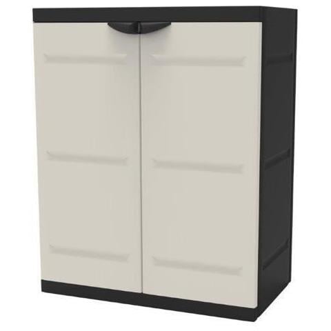 Titanium Mobile Basso 2 Ante Con Ripiani L70 X P44 X H88 Cm Beige E Nero Gamma Titanium Per Interni / Esterni - Foto 1