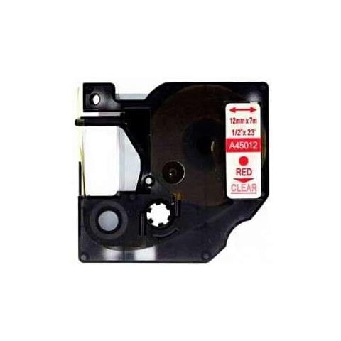 TONER COMPATIBILE - Dymo D1 45012 Etichette Generiche Testa Etichette - Colore Rosso Con Fondo Trasparente - Lunghezza 12 Mm X 7 Metri - Sos - Foto 2