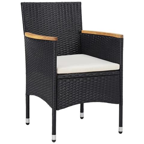 Set Da Pranzo Per Giardino 5 Pz In Polyrattan Nero - Foto 7