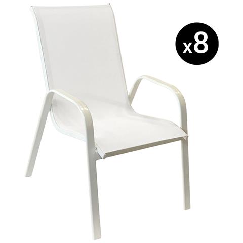 Set Di 8 Sedie Marbella In Textilene Bianco - Alluminio Bianco - Foto 9
