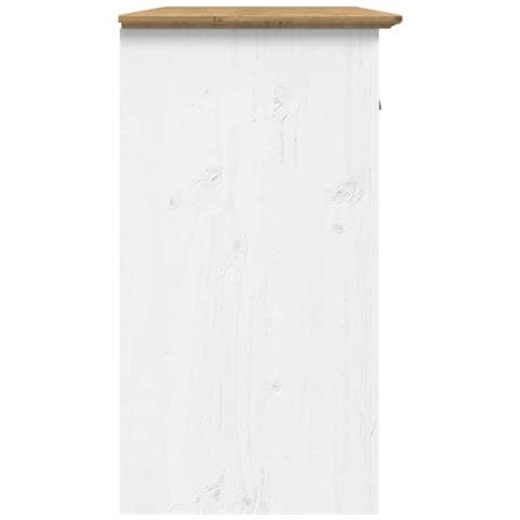 Credenza BODO 115,5x44x80 cm Legno Massello Pino Bianco Marrone - Foto 2