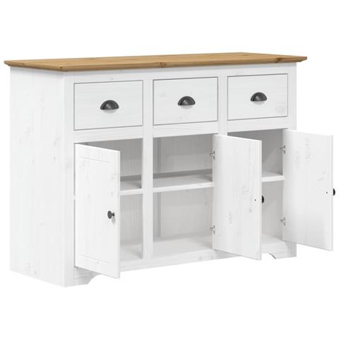 Credenza BODO 115,5x44x80 cm Legno Massello Pino Bianco Marrone - Foto 8