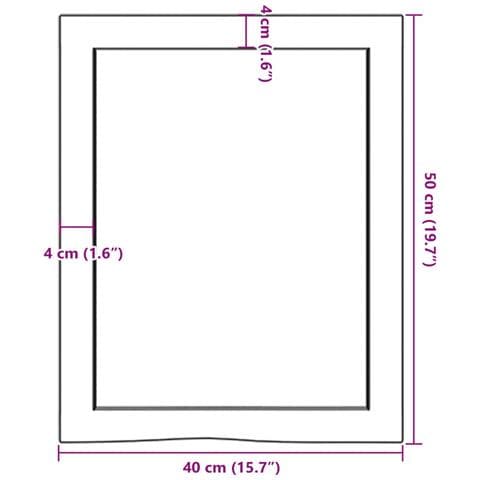 Piano Bagno Marrone Scuro 40x50x (2-4) cm Legno Massello Trattato - Foto 2