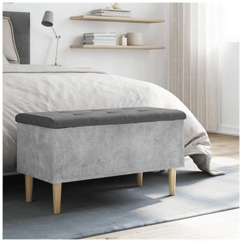 Panca Portaoggetti Grigio Cemento 82x42x46 Cm Legno Multistrato - Foto 3