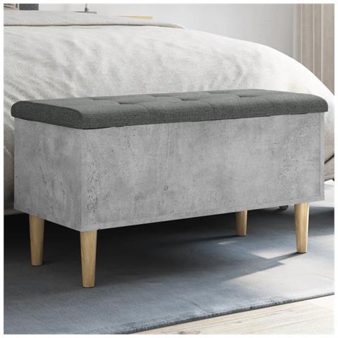 Panca Portaoggetti Grigio Cemento 82x42x46 Cm Legno Multistrato - Foto 1