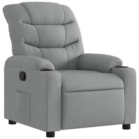 Poltrona Reclinabile In Tessuto Grigio Chiaro - Foto 2