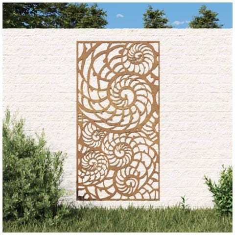 Decorazione Muro Da Giardino 105x55cm Conchiglia Acciaio Corten - Foto 1