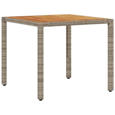 Tavolo Giardino Piano Legno Acacia Grigio 90x90x75cm Polyrattan - Foto 2
