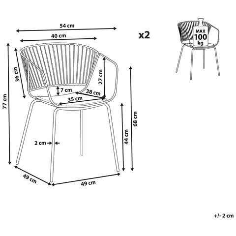 Set Di 2 Sedie Da Pranzo Metallo Beige Rigby - Foto 2