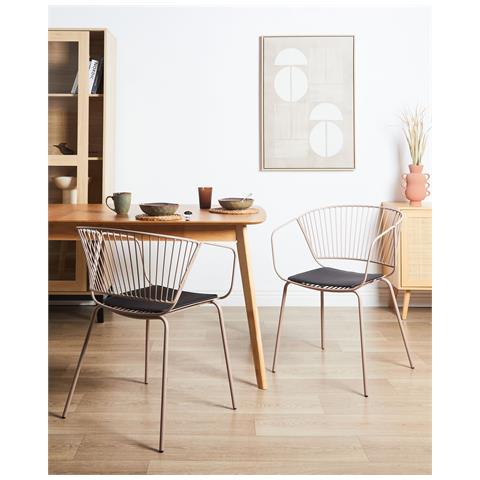 Set Di 2 Sedie Da Pranzo Metallo Beige Rigby - Foto 1