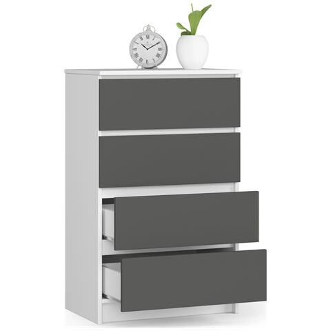 Cassettiera K60, 4 cassetti, 60x40x99 cm, Colore Bianco e Grigio Grafite - Foto 2
