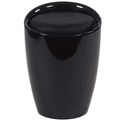 Sgabello Pouf Contenitore In Abs Con Seduta In Ecopelle 36x36x50 Cm Style - Black - Foto 1