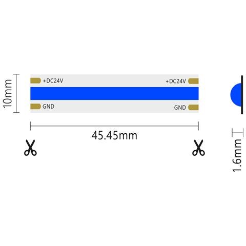 Striscia Led Cob Monocolore Da 15w /mt 24v - Bobina Da 5m - Blu - Foto 2