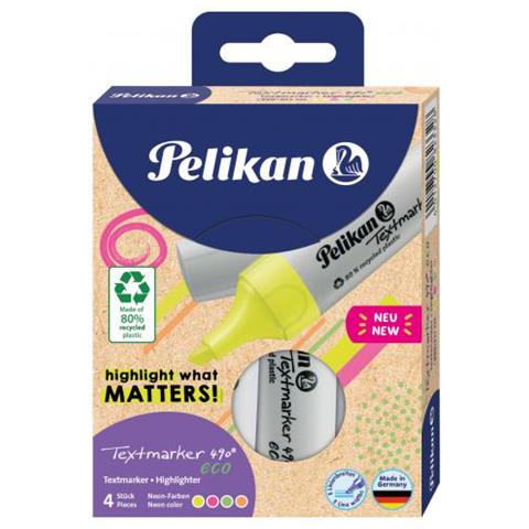 Textmarker 490 Eco Evidenziatore 4 Pz Punta Smussata Verde, Arancione, Rosa, Giallo - Foto 1