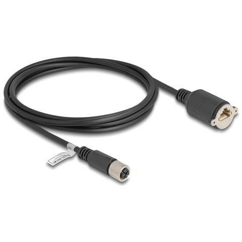 Cavo M12 codificato X da 8 pin femmina per RJ45 femmina per installazione Cat. 6A S /FTP da 2 m nero - Foto 1