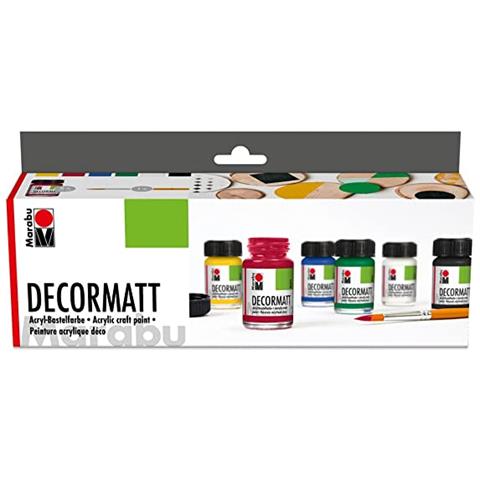 Marabu - Box Da 6 Colori Acrilici ""decormatt"" Per Metallo/pietra/legno/carta 6x15ml - Foto 1