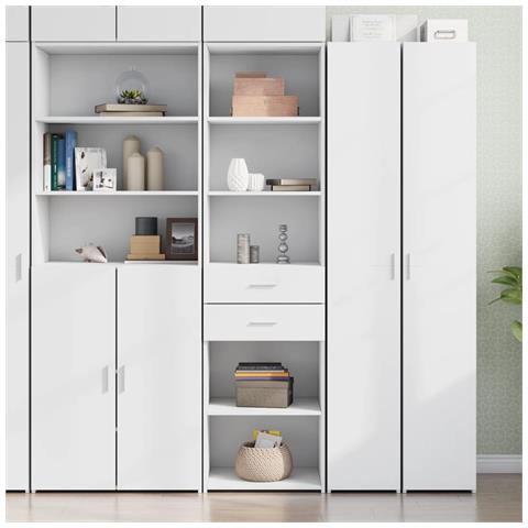 Credenza Bianca 50x42,5x185 Cm In Legno Multistrato - Foto 1