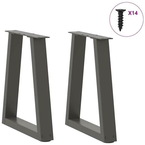 Gambe Tavolo Pranzo A V 2 Pz Antracite 38x(42-43,3)cm Acciaio - Foto 3