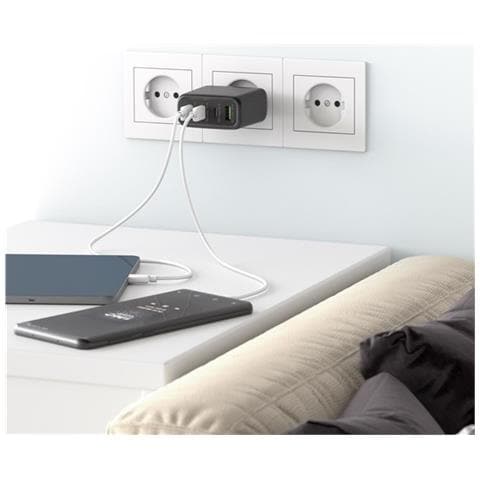 64819 Caricabatterie per dispositivi mobili Cuffie, Computer portatile, Smartphone Nero AC Ricarica rapida Interno - Foto 2