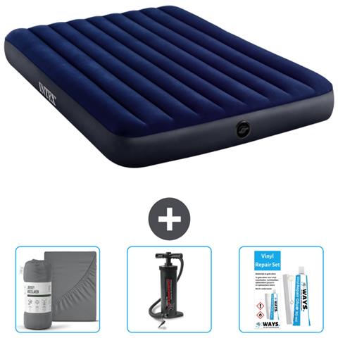 Set Materassino Gonfiabile - 203x152x25 Cm - Blu - Include Accessori Coordinati Cb11 - Foto 1