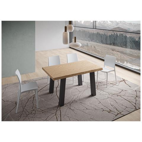 Tavolo Fisso 90x160 Cm Svalen Scortecciato Rovere Gambe Antracite - Foto 5