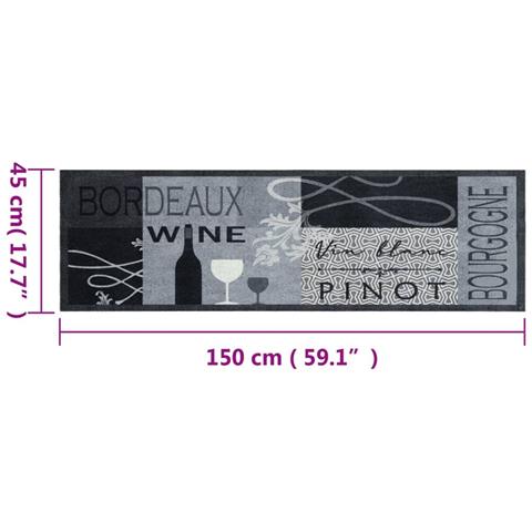 Lusso Casadino -  Tappeto Da Cucina Lavabile Grigio Vino 45x150 Cm In Velluto - Foto 5