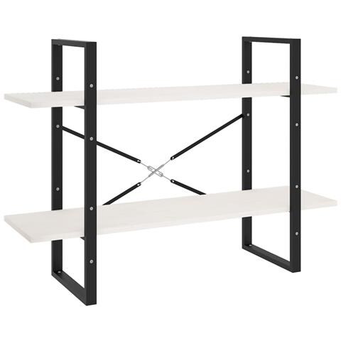 Libreria A 2 Ripiani Bianca 100x30x70 Cm In Massello Di Pino - Foto 1