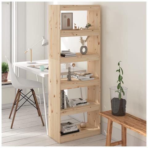 Libreria /divisorio Grigio 60x30x167,5 Cm In Massello Di Pino - Foto 8