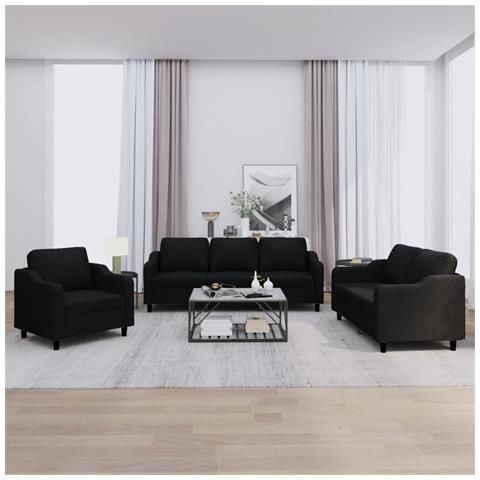 Set Di Divani 3 Pz Con Cuscini Nero In Tessuto - Foto 8