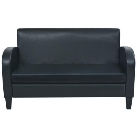 Lusso Casadino - Divano A 2 Posti In Pelle Artificiale Nero - Foto 1