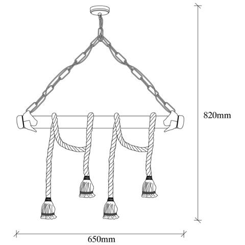 Loane Suspension Rustique Filaire 4 Lampes Cordes Et Bois - Foto 2